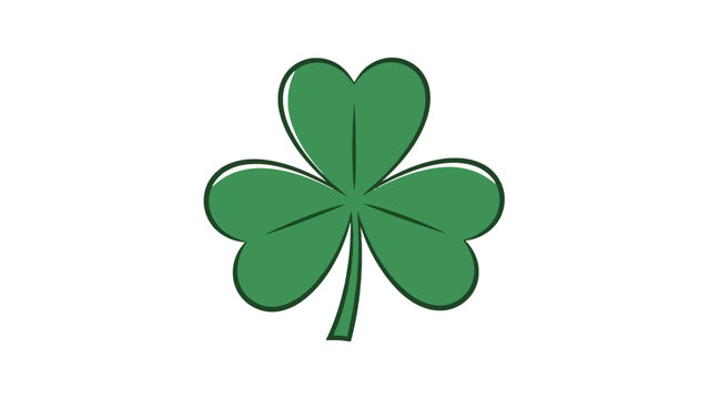 Vibrant green shamrock illustration with a distinct three-leaf clover design, symbolizing good luck, prosperity, and Irish cultural heritage, perfect for festive decorations and nature-themed graphics