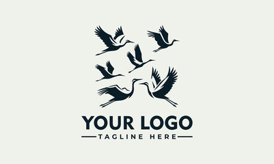 Naklejka premium Elegant Flying Cranes Vector Logo Illustration for Nature-Themed Branding and Corporate Identity