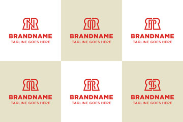 Letters RNR ROR RPR RQR RRR RSR Monogram Logo Set