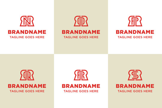 Letters RNR ROR RPR RQR RRR RSR Monogram Logo Set