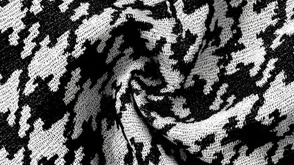 Classic Halftone Wool Houndstooth Fabric Close-Up Texture Pattern