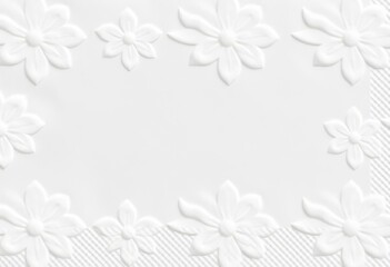 Fototapeta premium Soft white paper napkin with embossed seamless flower petal pattern, delicate corrugation texture, embossed, corrugation