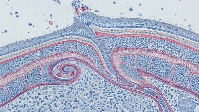 Histological Section of Developing Hair Follicle A Microscopic View.
