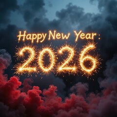Happy New Year 2026 Sparkler Fireworks
