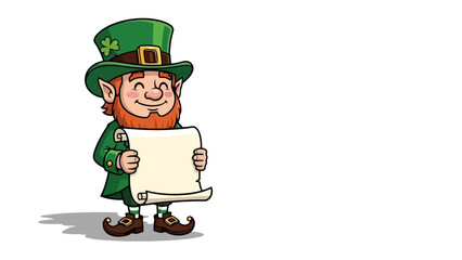 A Leprechaun Holding a Scroll for St