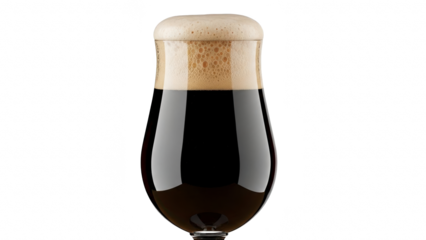 Dark beer with creamy foam head in a glass