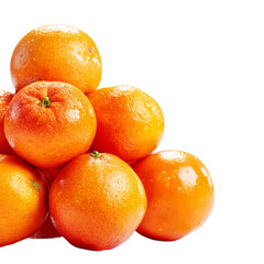pile of fresh oranges on a white background