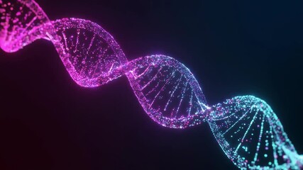 Futuristic Glowing Digital DNA Double Helix Animation Loop. - Powered by Adobe