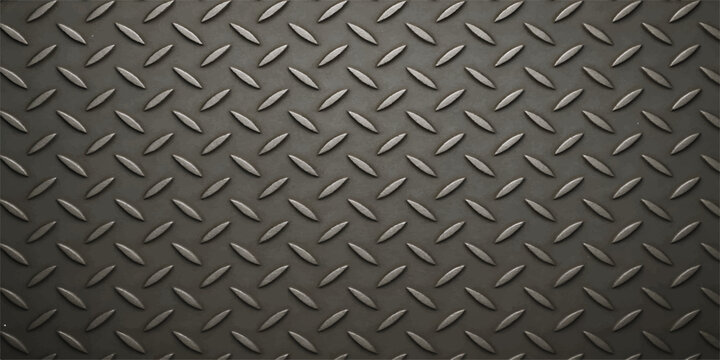 A seamless gray industrial diamond plate texture creates a rough metallic steel surface pattern for a silver aluminum sheet material wallpaper suitable for a construction industry background