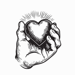 Compassionate Hand Holding Heart Symbol Design Vector