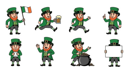A Collection of Playful Leprechaun Illustrations for Saint Patrick's Day Celebrations