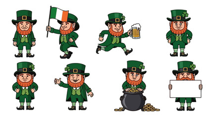 Diverse Illustrated Leprechaun Collection for St