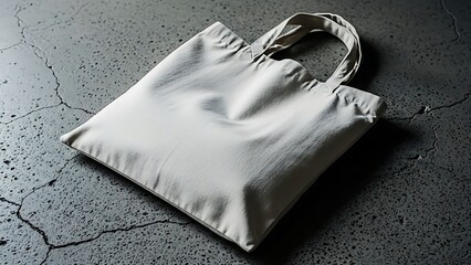 Reusable eco friendly tote bag flat lay on concrete surface mockup for customization and sustainable lifestyle promotion