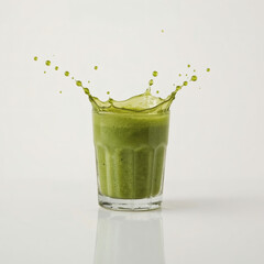 Vibrant Green Smoothie Splash Action Shot, Fresh Healthy Drink, Dynamic Splash, Commercial Food Photography