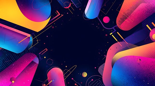 modern graphic design artwork featuring dynamic shapes, layered textures, and bold color contrasts. Incorporate abstract elements, sleek typography, and a sense of depth and motion.