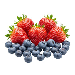 Obraz premium Fresh Strawberries And Blueberries Grouped Together Isolated On Black image whisk