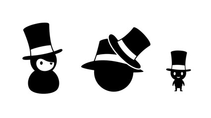 Silhouette Characters in Top Hats A Vector Illustration for Design and Visual Communication