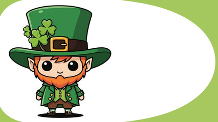 Charming Leprechaun Cartoon with Clover for St