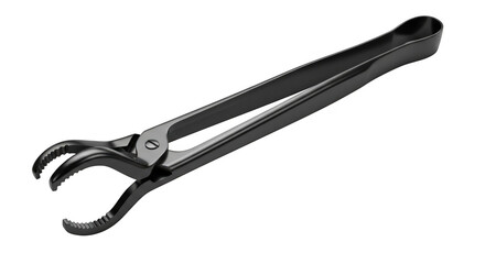 Obraz premium Black metal tool with curved handle and gripping jaws used for mechanical work isolated on transparent background