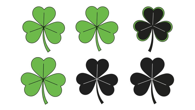 Shamrock Variations A Set of Green and Black Clover Leaf Designs for St