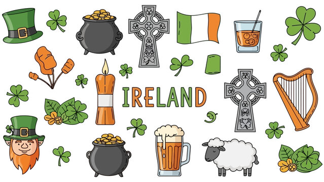 Irish symbols illustration for St