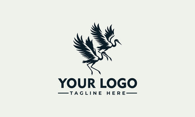 Naklejka premium Elegant flying crane birds vector logo illustration for nature, wildlife, and premium branding design