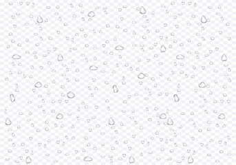 “Realistic Water Drop Background with Transparent Droplets, Moisture Condensation, Splash Texture, Dew and Raindrop Effect for Clean Liquid Design”