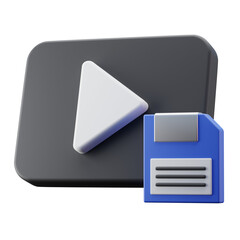 3D Illustration Video Save Project Side Perspective