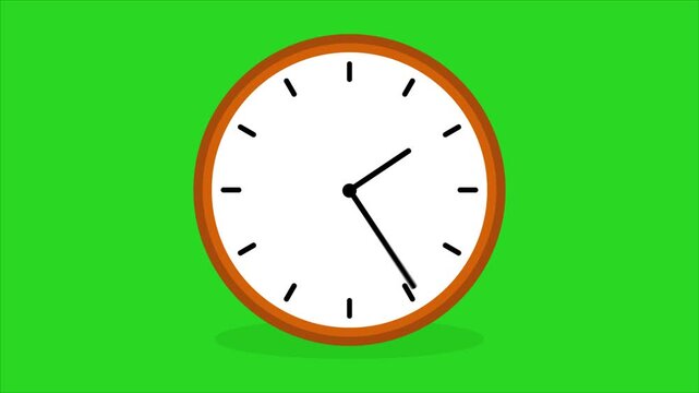 Simple Analog Clock at 60 minutes Isolated on Green background and motion video design.