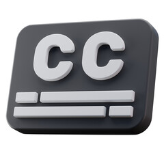 3D Render Closed Caption Subtitle Side Perspective