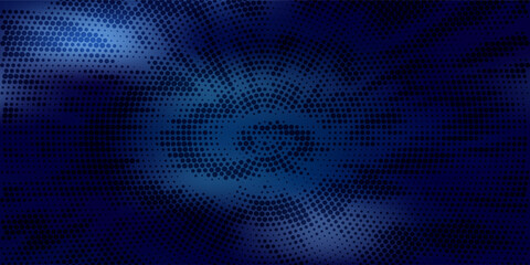 Blue Digital Tunnel or Wormhole. Wireframe Abstract Mesh with Hole. 3D Tunnel Grid Mesh. Blue Hi Tech Texture. Technology or Science Vector Illustration.