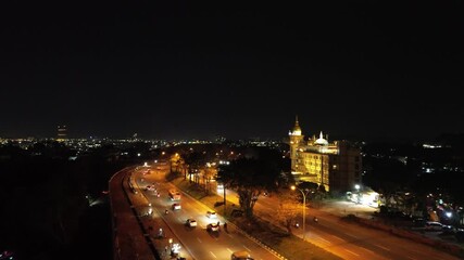 Dynamic and Illuminating Night View of Metropolitan City with Smooth and Distinctive Traffic