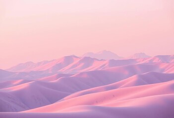 Blush and lavender minimalist mountain range, soft pastel hues, gentle slopes,  illustration,  valley