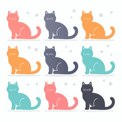 Fototapeta premium icon set of cats with simple silhouettes