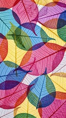 Obraz premium Colorful Skeleton Leaves Abstract Pattern - Vibrant Botanical Art