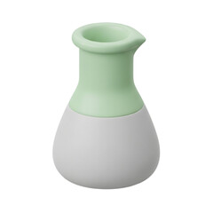 Minimalist 3D render of a green and grey laboratory flask icon, ideal for science, education, or technology designs