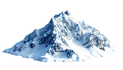 Snowy, rocky mountain peak against a black background