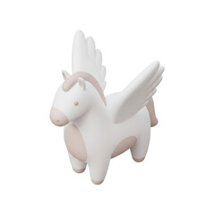 Charming 3D Rendering of a White Pegasus Toy with Soft Pink Accents