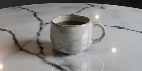 Elegant mug on a marble surface, perfect for a cozy morning break.