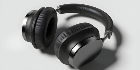 Sleek black wireless headphones on white background providing audio bliss.