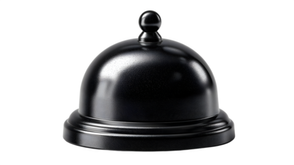 Elegant black service bell beckons attention, perfect for hotel or restaurant themes isolated on transparent background
