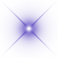 Blue lens flare light effect on transparent background.