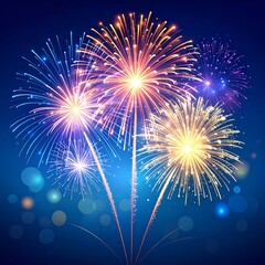 Colorful explosion of light, bursting in night sky, celebratory