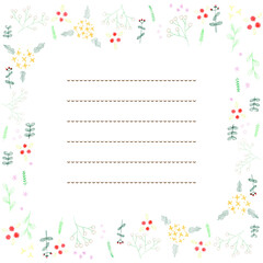 かわいいお花の手描き色鉛筆フレーム