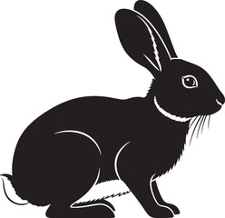 A black lopeared rabbit sitting with its ears hanging down