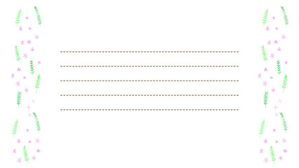 春の優しい色使いの色鉛筆植物の白バックフレームイラスト素材