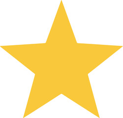 A solid fivepointed yellow star shape on a white background