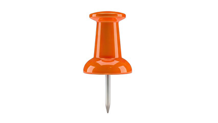 Vibrant Orange Push Pin With Silver Metal Pin Set Against A Clean White Background Highlighting Its Simple Shape and Smooth Texture Ideal For Office Supplies And Organization Concepts