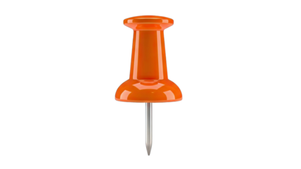 Vibrant Orange Push Pin With Silver Metal Pin Set Against A Clean White Background Highlighting Its Simple Shape and Smooth Texture Ideal For Office Supplies And Organization Concepts