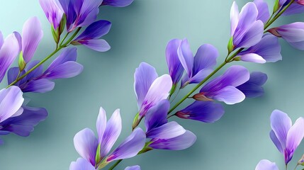 Purple Flowers on Green Background